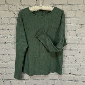 SHEIN Crew Neck Rib‎ Knit Top, Size Medium, Army Green